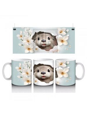 Kiraz Dalları Arasında Gülümseyen Samur – Baskılı Kupa