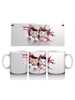 Kırık Duvar Arasında Aşık Kediler – Baskılı Kahve Kupası