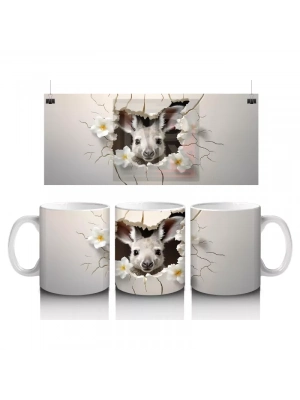 Kırık Duvar Arasında Sevimli Geyik – Baskılı Kahve Kupası