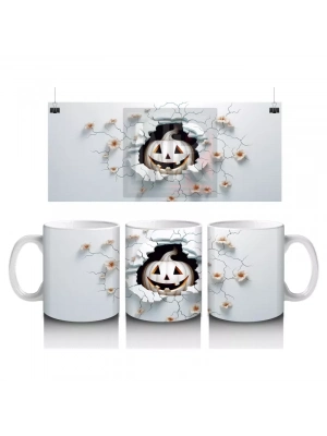 Kırık Duvarın Ardında Gülümseyen Balkabağı – Hediyelik Kahve Kupası