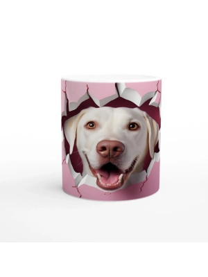 Kırık Duvarın Ardından Bakan Sarı Labrador Temalı Baskılı Kupa Bardak