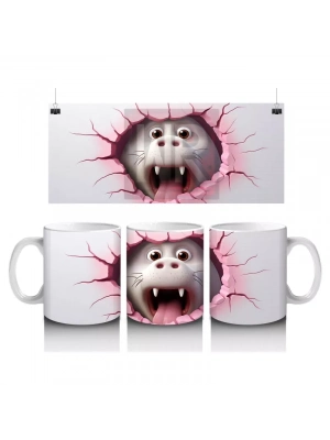 Kırık Zeminden Bakan Sevimli Vampir Dinozor - Baskılı kahve kupası