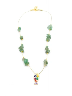 Kırıktaşlı Balık Kolye - Su Yeşili