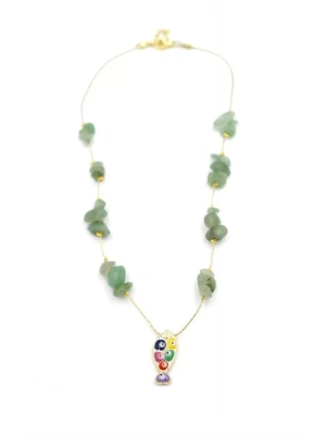 Kırıktaşlı Balık Kolye - Su Yeşili