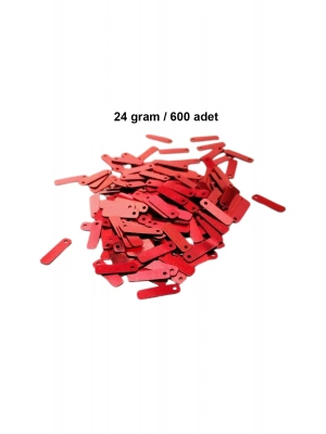 Kırmızı 15 x 5 mm Dantel Oya Yazma Halhal Abiye Lazer Kesim Pul 600 adet / 24 gram