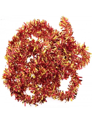 Kırmızı Altın Renk 4 Cm Genişlik Garland Çift Renk Sim Süs 180 Cm