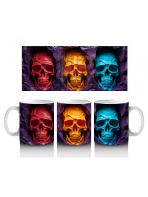 Kırmızı, Altın ve Mavi Kafatası Üçlüsü – Hediyelik Kahve Kupası