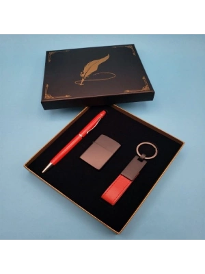 Kırmızı Anahtarlık Çakmak ve Touchpen Kalem