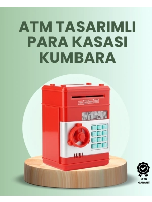 Kırmızı ATM Kasa Tipi Para Biriktirme Kumbarası