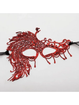 Kırmızı Dantel Masquerade Maskesi 4 No