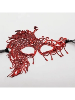 Kırmızı Dantel Masquerade Maskesi 4 No