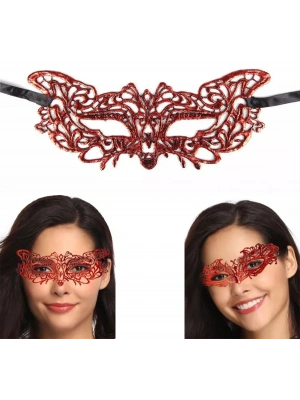 Kırmızı Dantel Masquerade Maskesi 9 No