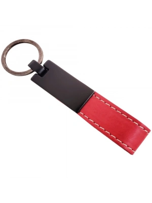 Kırmızı Deri Metal Anahtarlık
