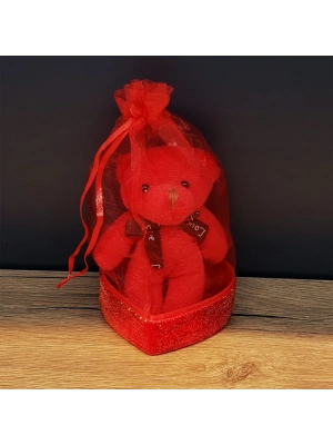 Kırmızı Hediyelik Kese İçinde Ayıcık
