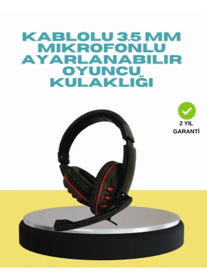 Kırmızı Işıklı Oyun Kulaklığı Kablolu Mikrofonlu Profesyonel