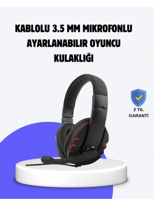 Kırmızı Kulaklık Mikrofonlu Ayarlanabilir Konforlu Tasarımlı