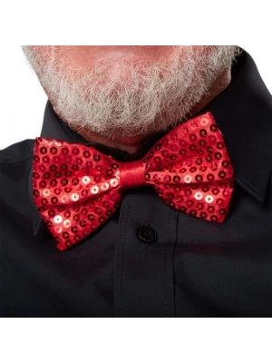 Kırmızı Payetli Pullu Papyon