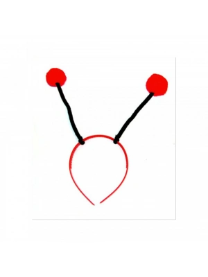 Kırmızı Ponponlu Gösteriler İçin Plastik Uğur Böceği Tacı