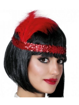 Kırmızı Renk Çarliston Saç Bandı