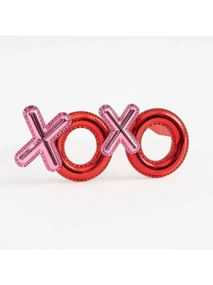 Kırmızı Renk Xoxo Yazılı Parti Gözlüğü