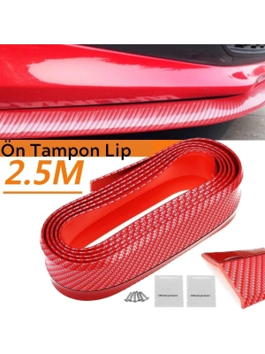 ®  Kırmızı Renkli 2,5 Metre Araba Oto Ön Tampon Koruyucu Kauçuk Pratik Tampon Şerit Bant Döşeme