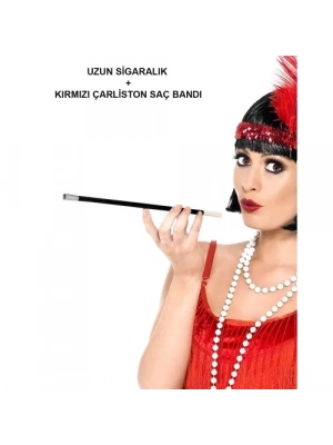 Kırmızı Retro Charliston Aksesuar Seti