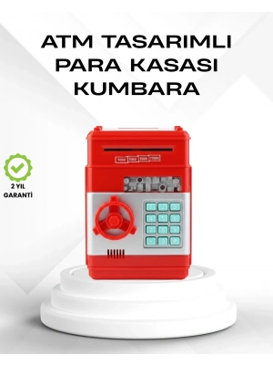 Kırmızı Şifreli ATM Kasa Para Yutan Kumbara