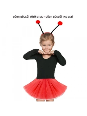 Kırmızı Uğur Böceği Tütü Etek ve Taç Seti