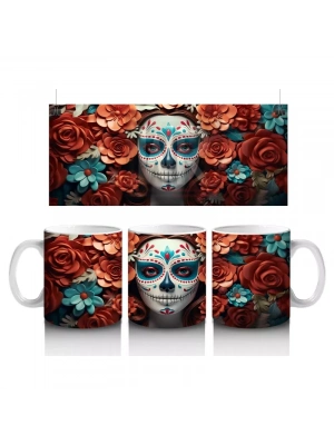 Kırmızı ve Mavi Güller Arasında Solgun Yüz – Hediyelik Kahve Kupası