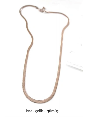 Kısa İtalyan Çelik Kolye-45 CM - Gümüş