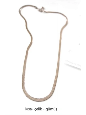 Kısa İtalyan Çelik Kolye-45 CM - Gümüş