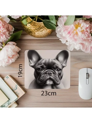 Kısa Kulaklı Köpek Portresi Mouse Pad - 19x23 cm 2 mm Dikdörtgen İthal Baskılı Mouse Pad