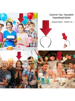 Kişiselleştirilebilir Ok Taç – Üzerine Yazı Yazılabilen Parti Tacı Kırmızı Renk