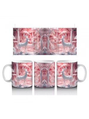 Kitaplık Önünde Oturan Meraklı Kedi – Baskılı Kahve Kupası