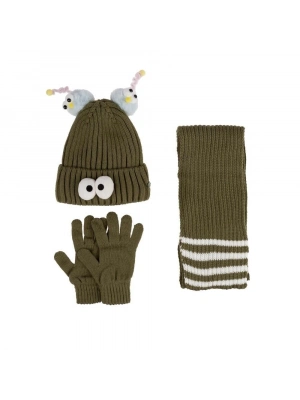 Kitti Çocuk Kız Atkı Bere Eldiven Takım (4-8 Yaş) K24170-09 Yeşil