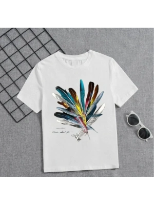 Kız Çocuk Baskılı T-Shirt - Beyaz