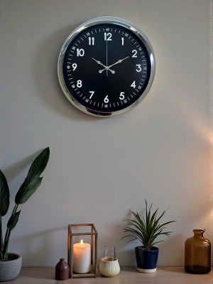 ® Klasik 40 Cm Krom Şık Metal Duvar Saati