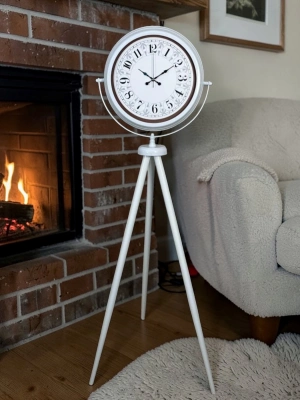 Klasik Rakamlı Beyaz Tripod Ayaklı Saat