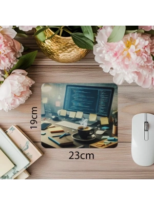 Klasik Siyah Kahveli Kodlama Alanı Mousepad - 19x23 cm 2 mm Dikdörtgen İthal Baskılı Mouse Pad