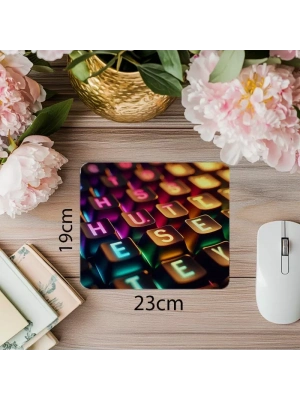 Klavye Üstünde Motivasyon – Hustle Mousepad - 19x23 cm 2 mm Dikdörtgen İthal Baskılı Mouse Pad