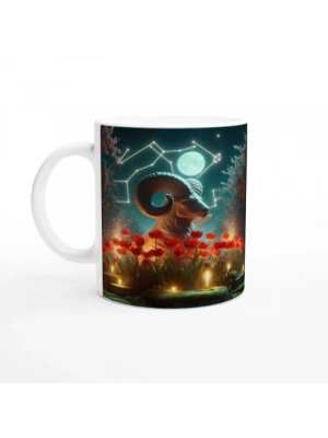 Koç Burcu Baskılı Kahve Kupası - Ay ışığında Zodyak Bahçesi Vs4