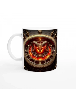 Koç Burcu Baskılı Kahve Kupası - Zamanın Çarkları Astroloji Mekanizması Vs3