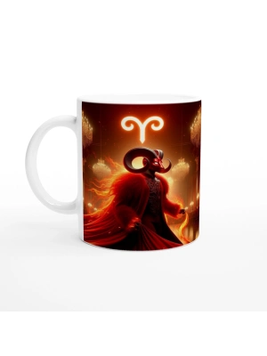 Koç Burcu Baskılı Kahve Kupası - Zodyak Maskeli Balo Vs4