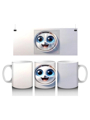 Koca Gözlü Sevimli Karakter Çatlak Desenli Kupa – Baskılı Kupa Bardak