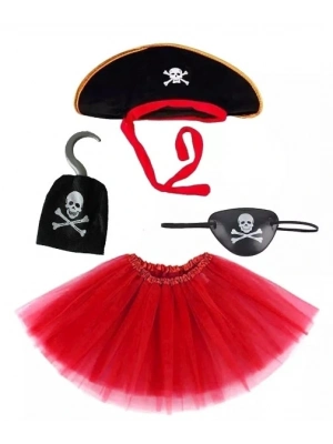 Korsan Şapkası Eteği Kancası Ve Göz Maskesi Kostüm Seti Kız Çocuk