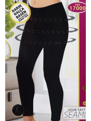 Korseli Dikişsiz İz Yapmaz Bayan Uzun Tayt 17000 Siyah