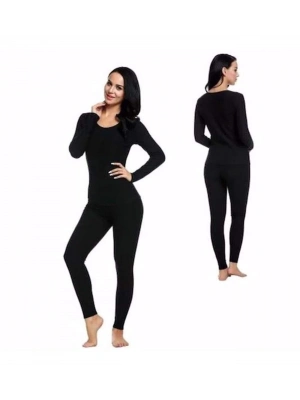 Kota Kadın Kışlık Termal Sıcak Tutan Tayt ve Fanila Takım 2li Set Siyah