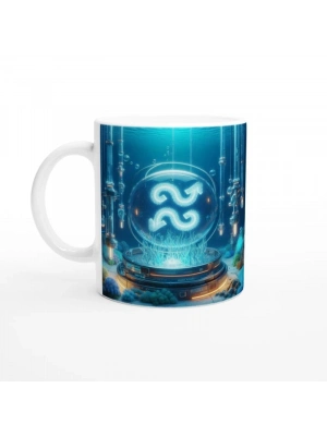 Kova Burcu Baskılı Kahve Kupası - Astral Denizaltı Dünyası Vs1