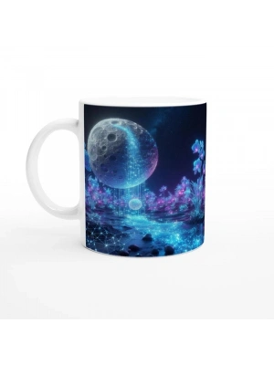 Kova Burcu Baskılı Kahve Kupası - Ay ışığında Zodyak Bahçesi Vs1