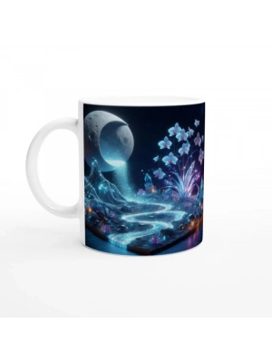 Kova Burcu Baskılı Kahve Kupası - Ay ışığında Zodyak Bahçesi Vs2